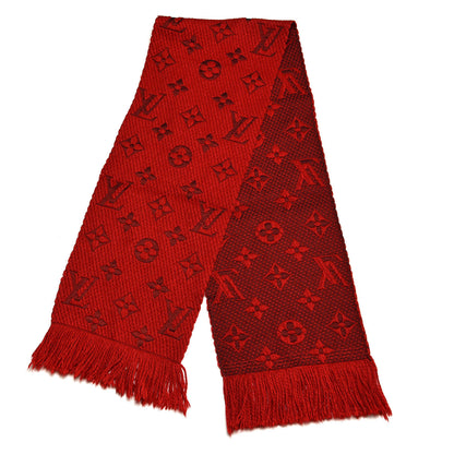 Louis Vuitton Wool Silk Logomania Scarf Rubis 3 of 3