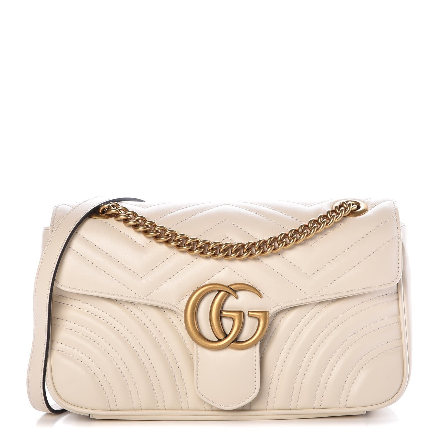 Calfskin Matelasse Small GG Marmont Shoulder Bag White