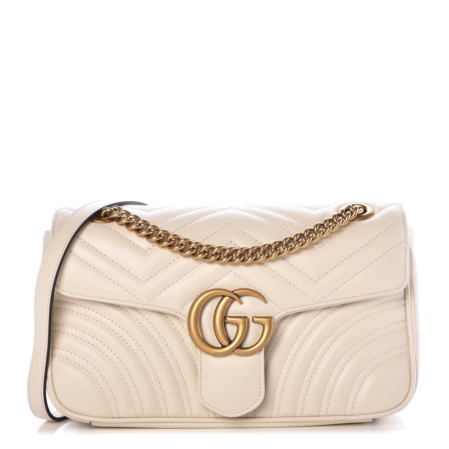 Gucci Calfskin Matelasse Small GG Marmont Shoulder Bag White 1 of 7