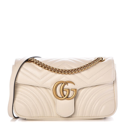 Gucci Calfskin Matelasse Small GG Marmont Shoulder Bag White 1 of 7