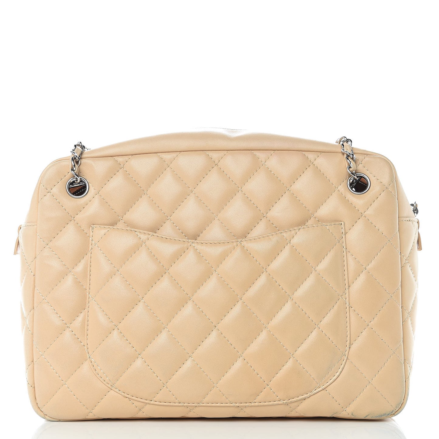 Lambskin Quilted Large Camera Case Beige Clair