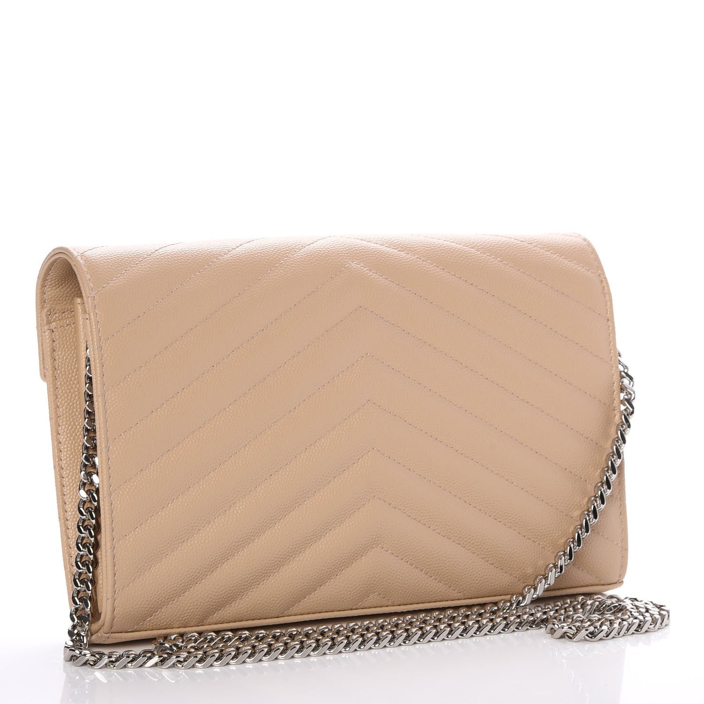 Grain De Poudre Matelasse Chevron Monogram Chain Wallet Nude Powder