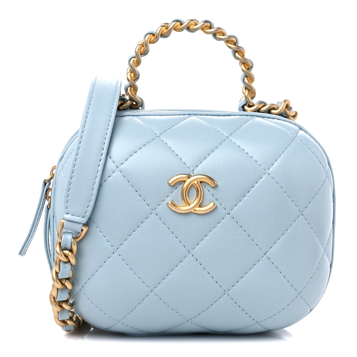 Chanel Lambskin Quilted Small CC Bubble Vanity Case Light Blue 1 of 9