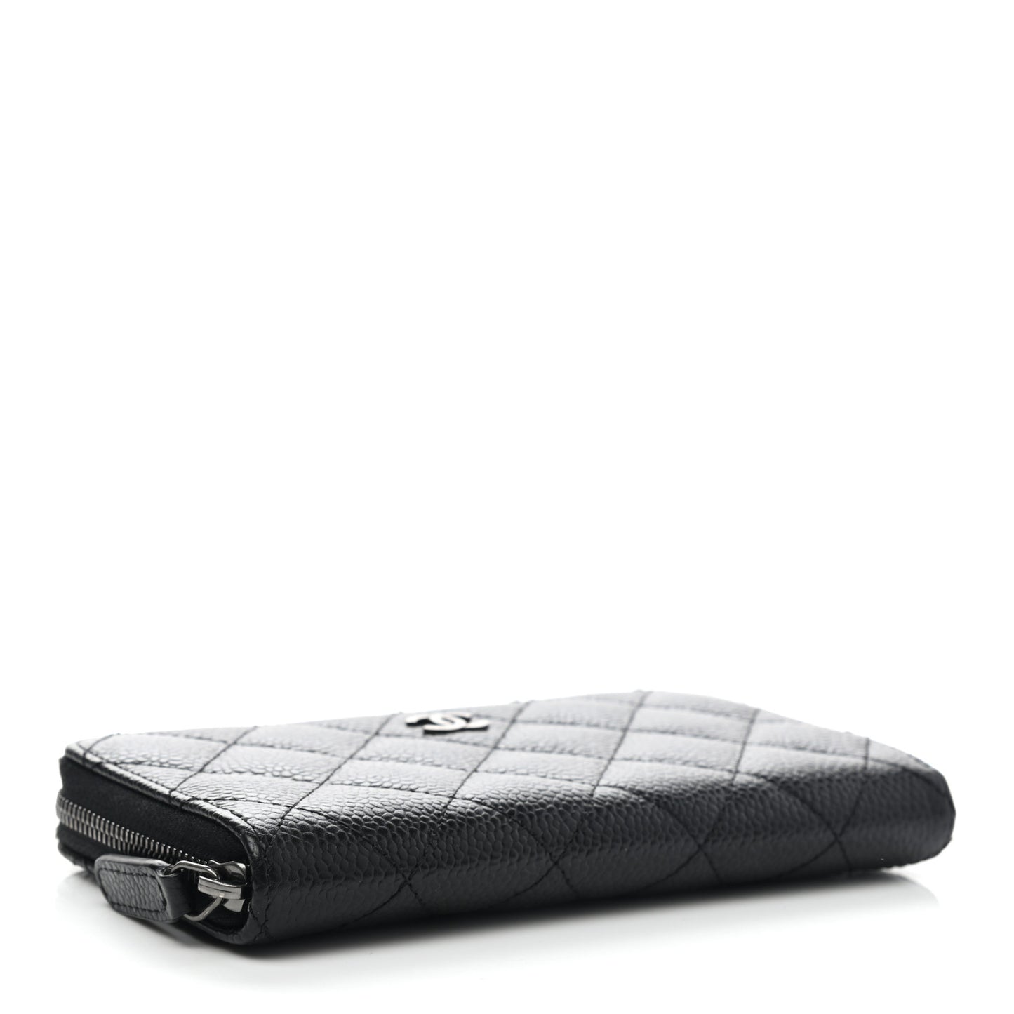 Caviar Quilted Medium Zip Around Wallet Black