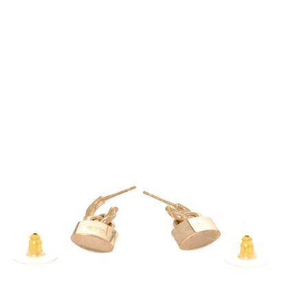 Chanel Metal Lock Drop Earrings Light Gold 3 of 5