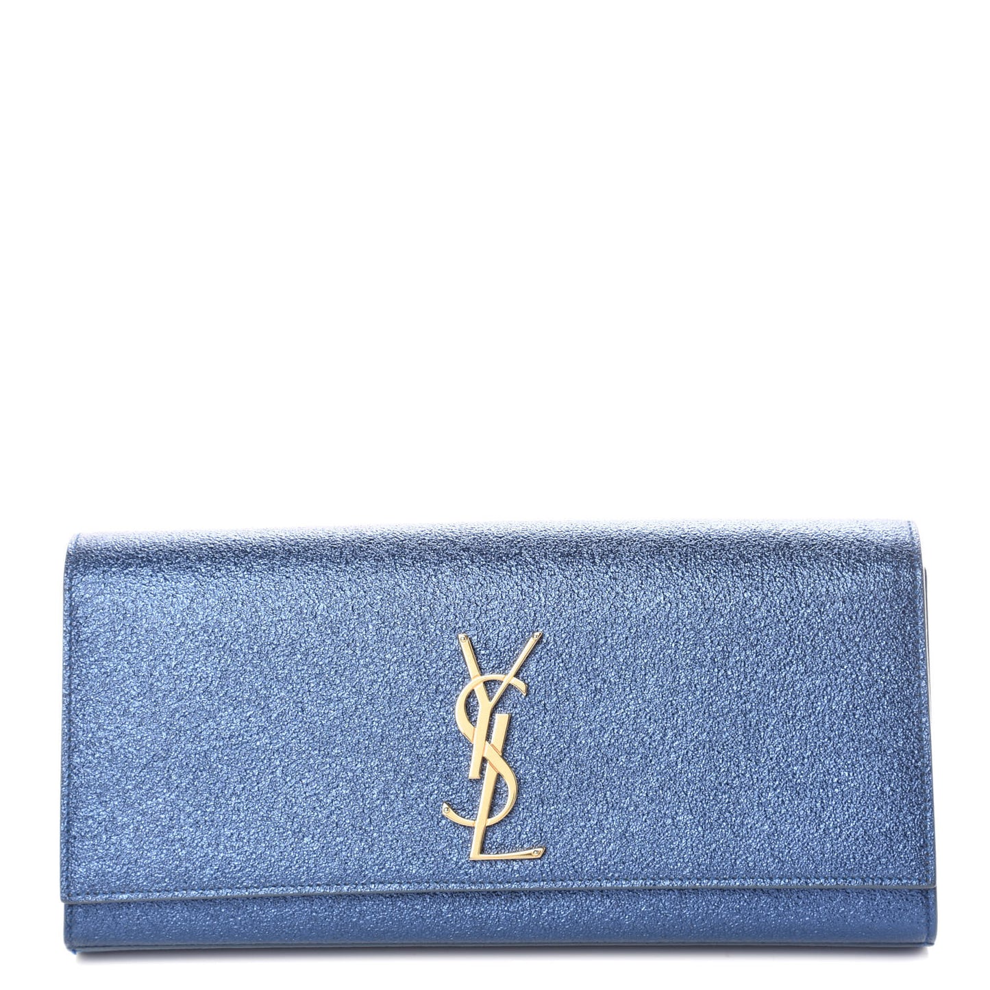 Metallic Calfskin Monogram Cassandre Clutch Navy