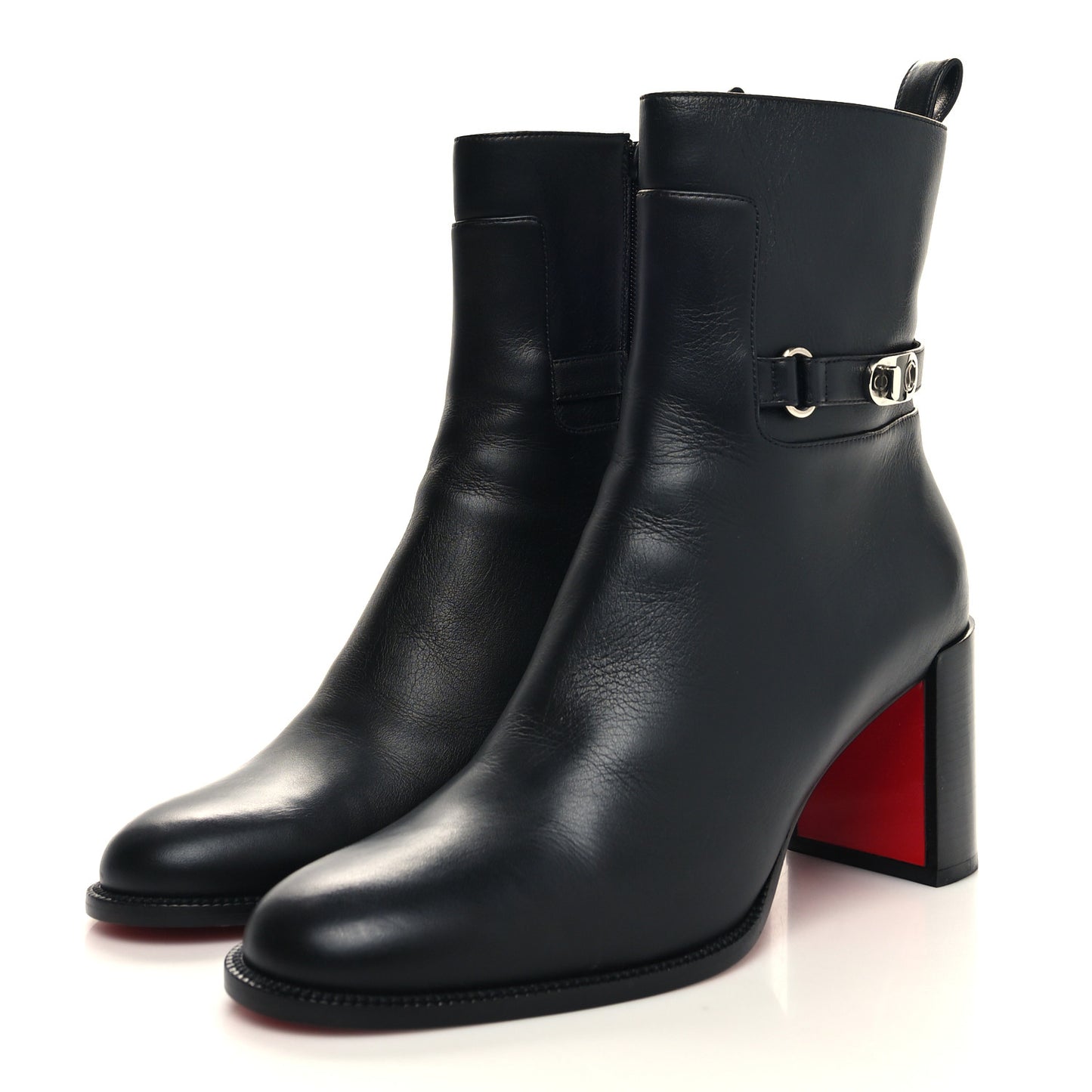 Calfskin Lock Booty 70 Ankle Boots 40 Black