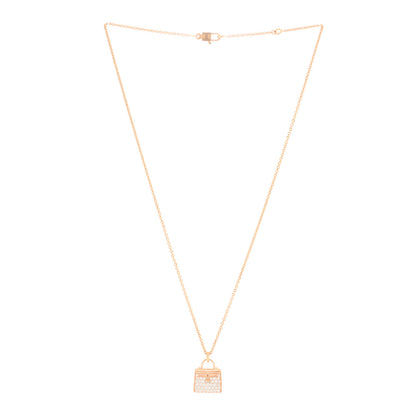 Hermes 18K Rose Gold Diamond Kelly Amulettes Pendant Necklace 2 of 5