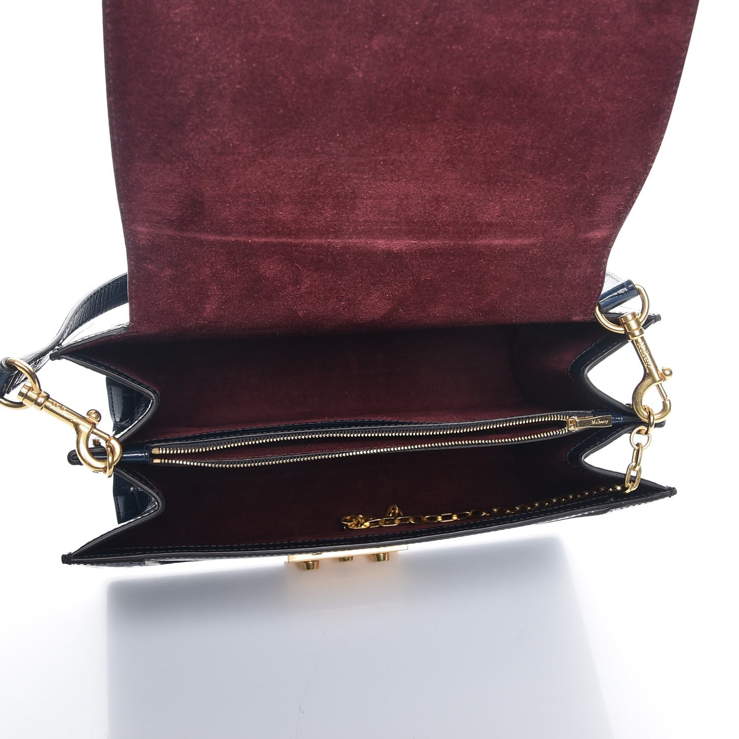 Calfskin Croc Print Pembroke Shoulder Bag Navy