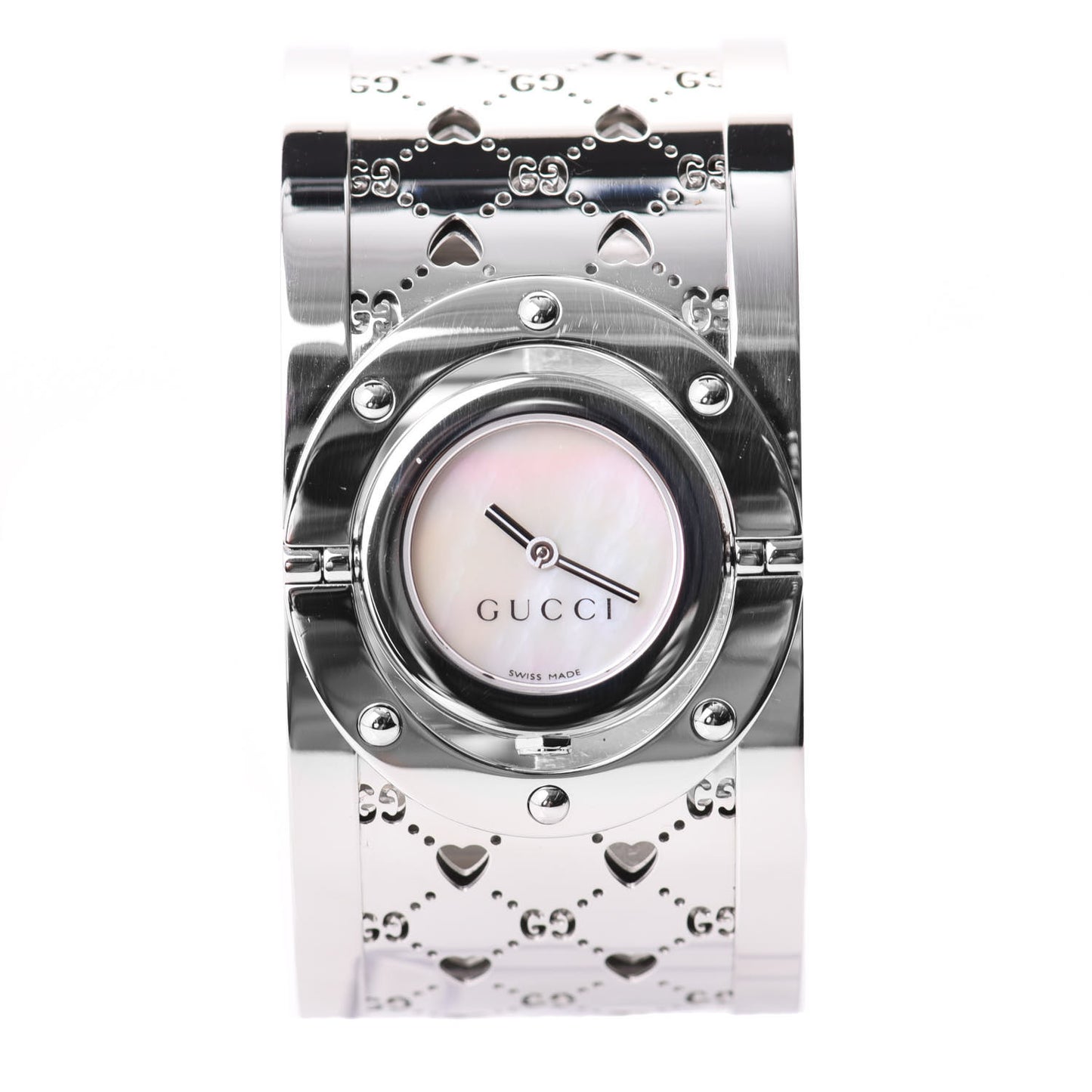 Stainless Steel Mother of Pearl 33mm Twirl Heart Quartz Watch