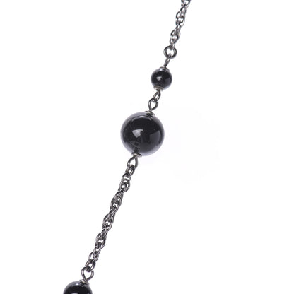 Chanel Crystal Pearl Beaded Enamel Camellia CC Pendant Necklace Silver Black 6 of 9