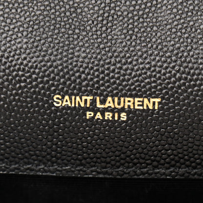 Saint Laurent Grain De Poudre Matelasse Chevron Large Monogram Satchel Black 6 of 13