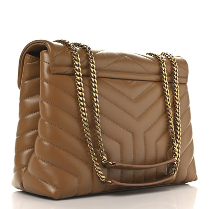 Saint Laurent Calfskin Y Quilted Monogram Medium Loulou Chain Satchel Dark Natural 3 of 10
