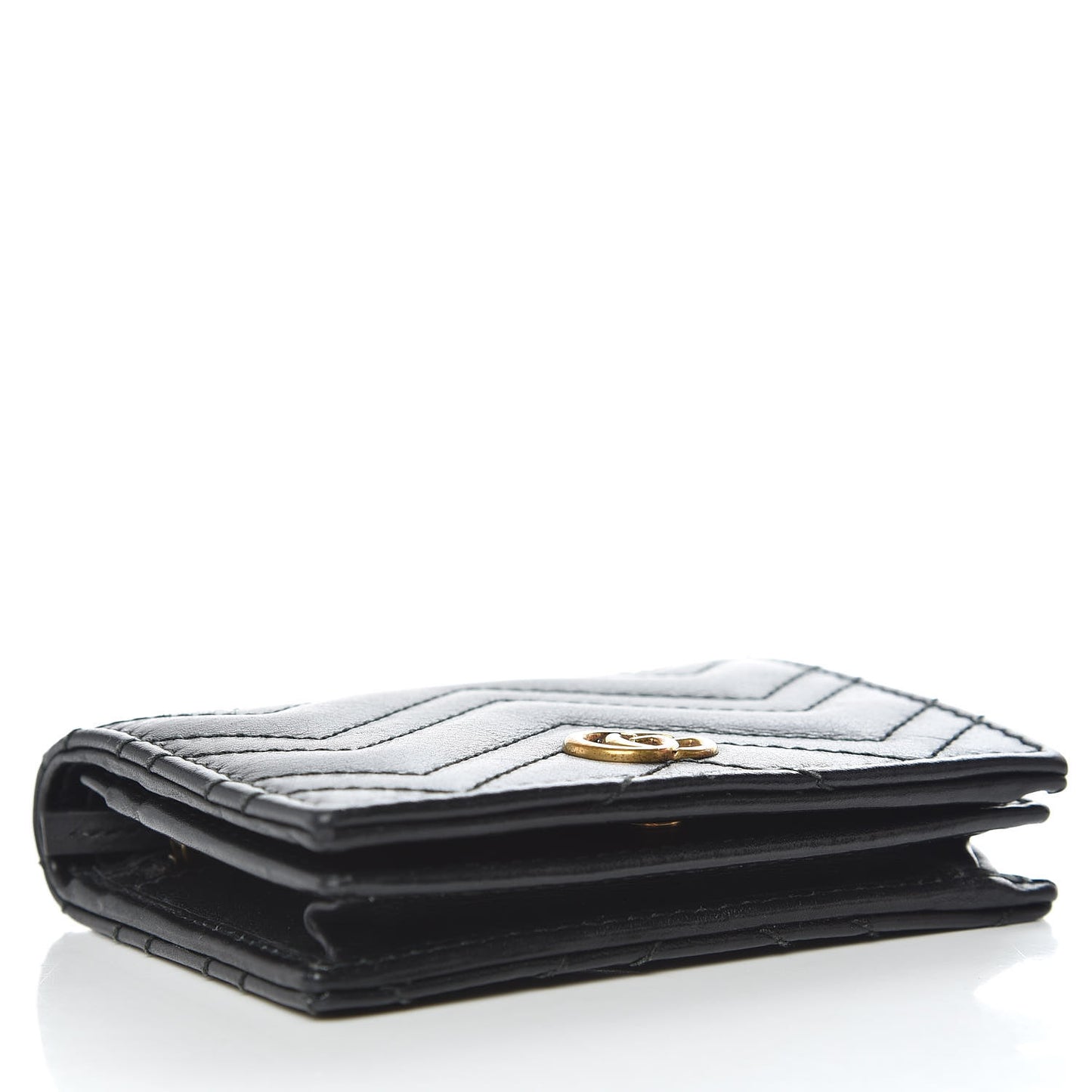 Calfskin Matelasse GG Marmont Card Case Wallet Black