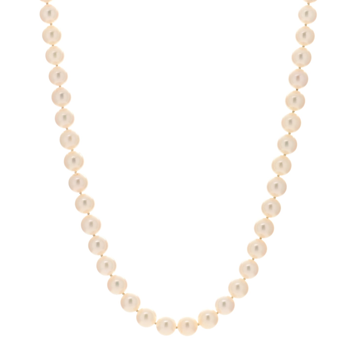 18K White Gold Akoya Pearl 7-7.5mm Strand Necklace 18.5"