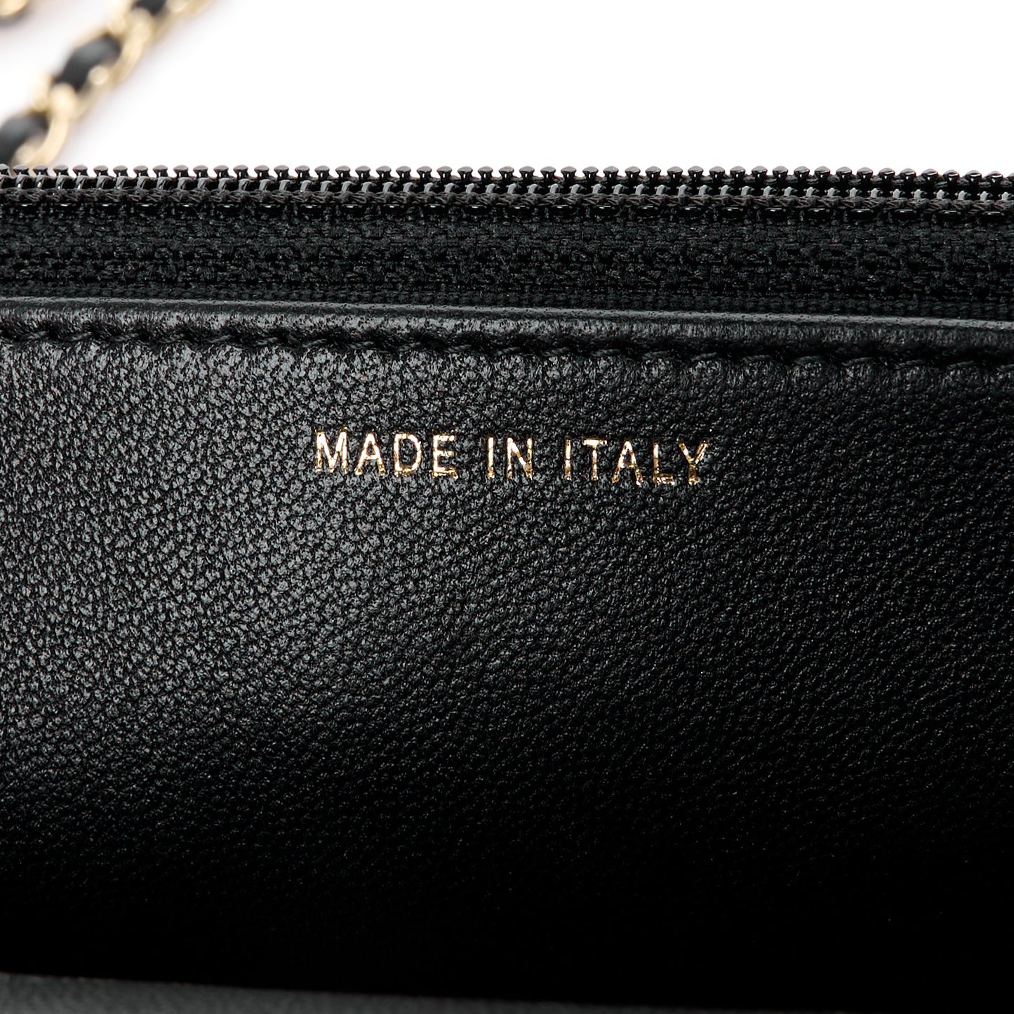 Lambskin Quilted Trendy CC Wallet On Chain WOC Black