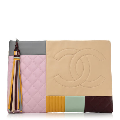 Chanel Lambskin Patchwork Medium Cosmetic Case Multicolor Burgundy 1 of 8