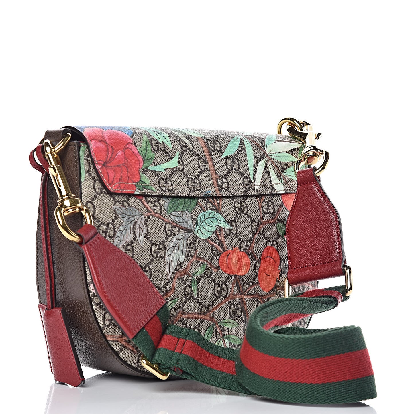 GG Supreme Monogram Tian Web Medium Padlock Messenger Shoulder Bag Beige Multicolor New Acero