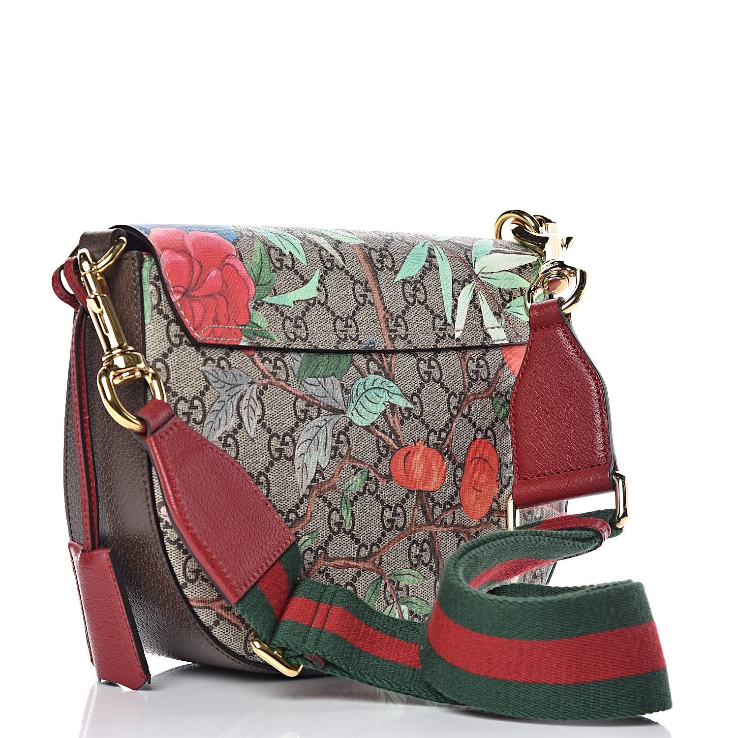 Gucci GG Supreme Monogram Tian Web Medium Padlock Messenger Shoulder Bag Beige Multicolor New Acero 3 of 10