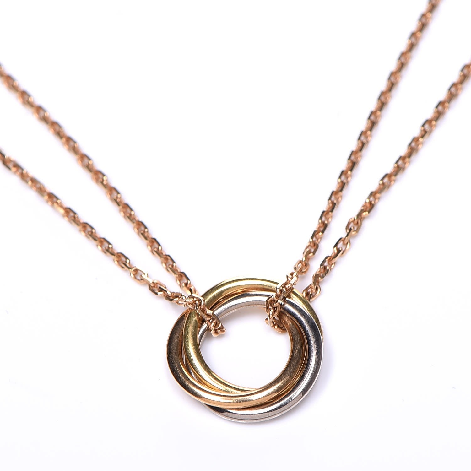 Cartier 18K Pink Yellow White Gold Trinity Double Chain Pendant Necklace 4 of 7