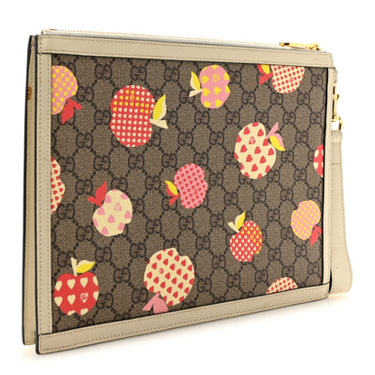 Gucci GG Supreme Monogram Les Pommes Interlocking G Wristlet Pouch  Beige Multicolor Mystic White 3 of 13