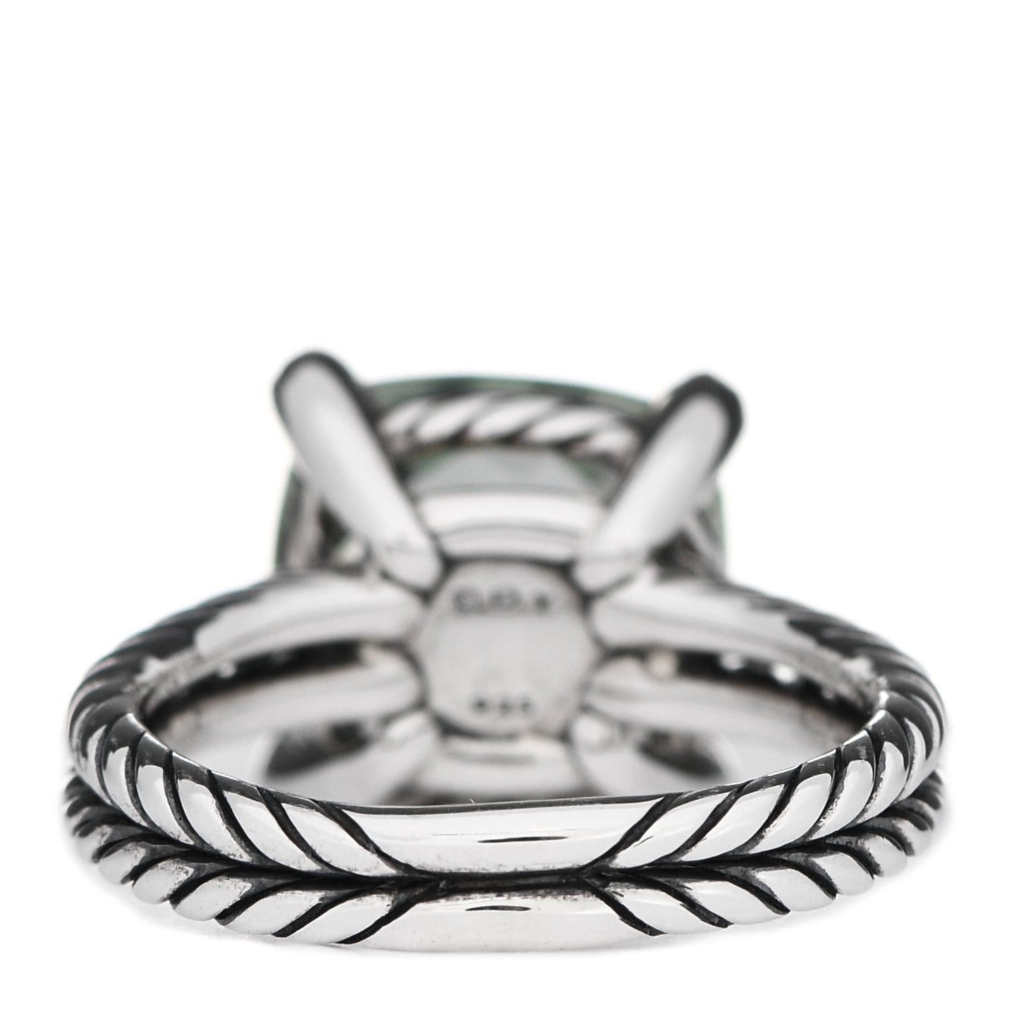 Sterling Silver Diamond Prasiolite 11mm Chatelaine Ring 52 6