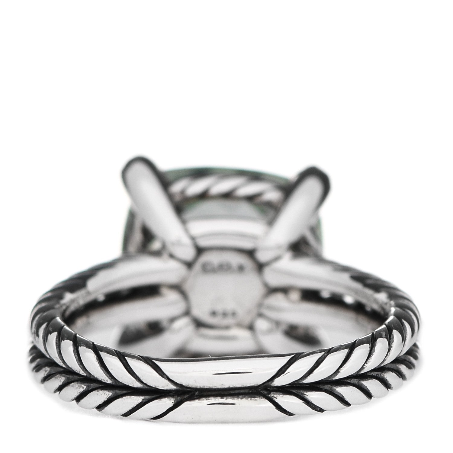 David Yurman Sterling Silver Diamond Prasiolite 11mm Chatelaine Ring 52 6 4 of 5