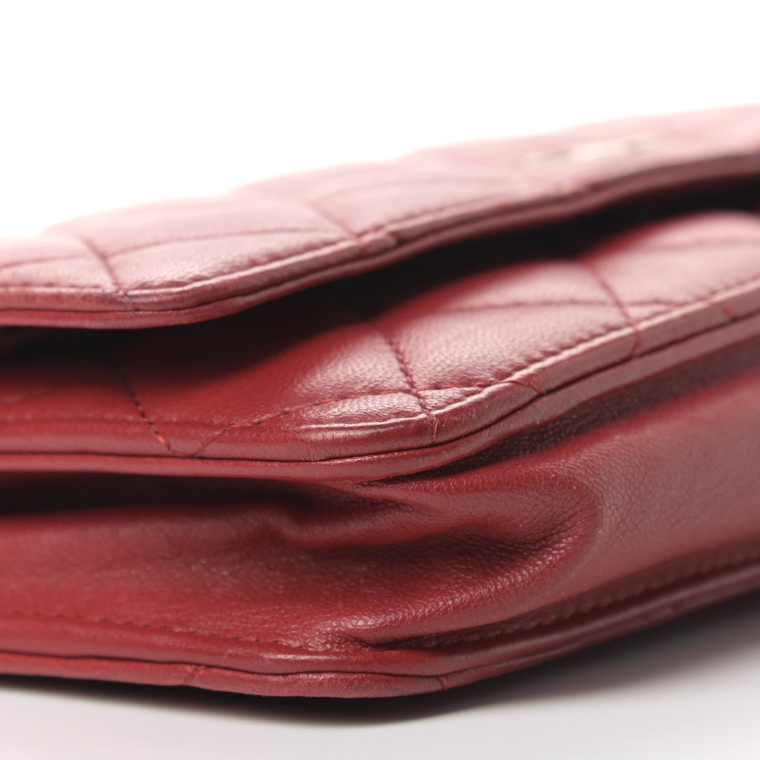 Chanel Lambskin Quilted Wallet On Chain WOC Red 9 of 14
