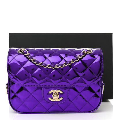 Chanel Mirror Calfskin Metallic Calfskin Quilted Hollywood Boulevard Mini Flap With Star Coin Purse Purple 12 of 12