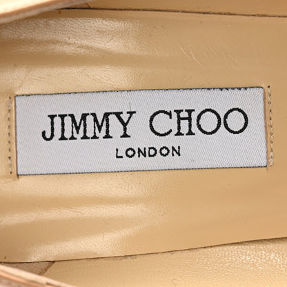 Jimmy Choo Patent Napa Sepia Platform Pumps 38 Beige Black 6 of 10