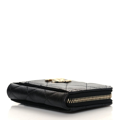 Chanel Caviar Quilted Studded CC Zip Card Holder Black 4 of 9