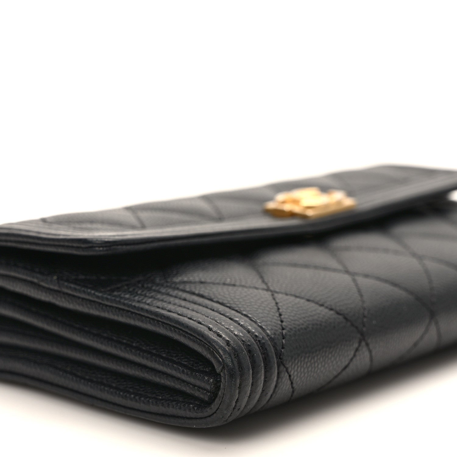Chanel Caviar Quilted Large Boy Gusset Flap Wallet Black 8 of 9