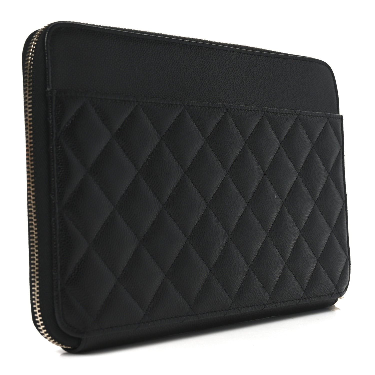 Chanel Caviar Quilted Large Zipped Clutch Black 3 of 8