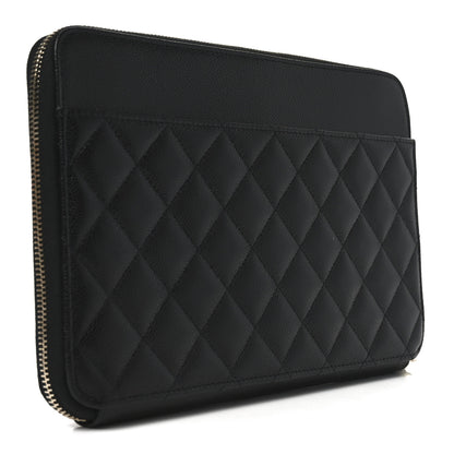 Chanel Caviar Quilted Large Zipped Clutch Black 3 of 8