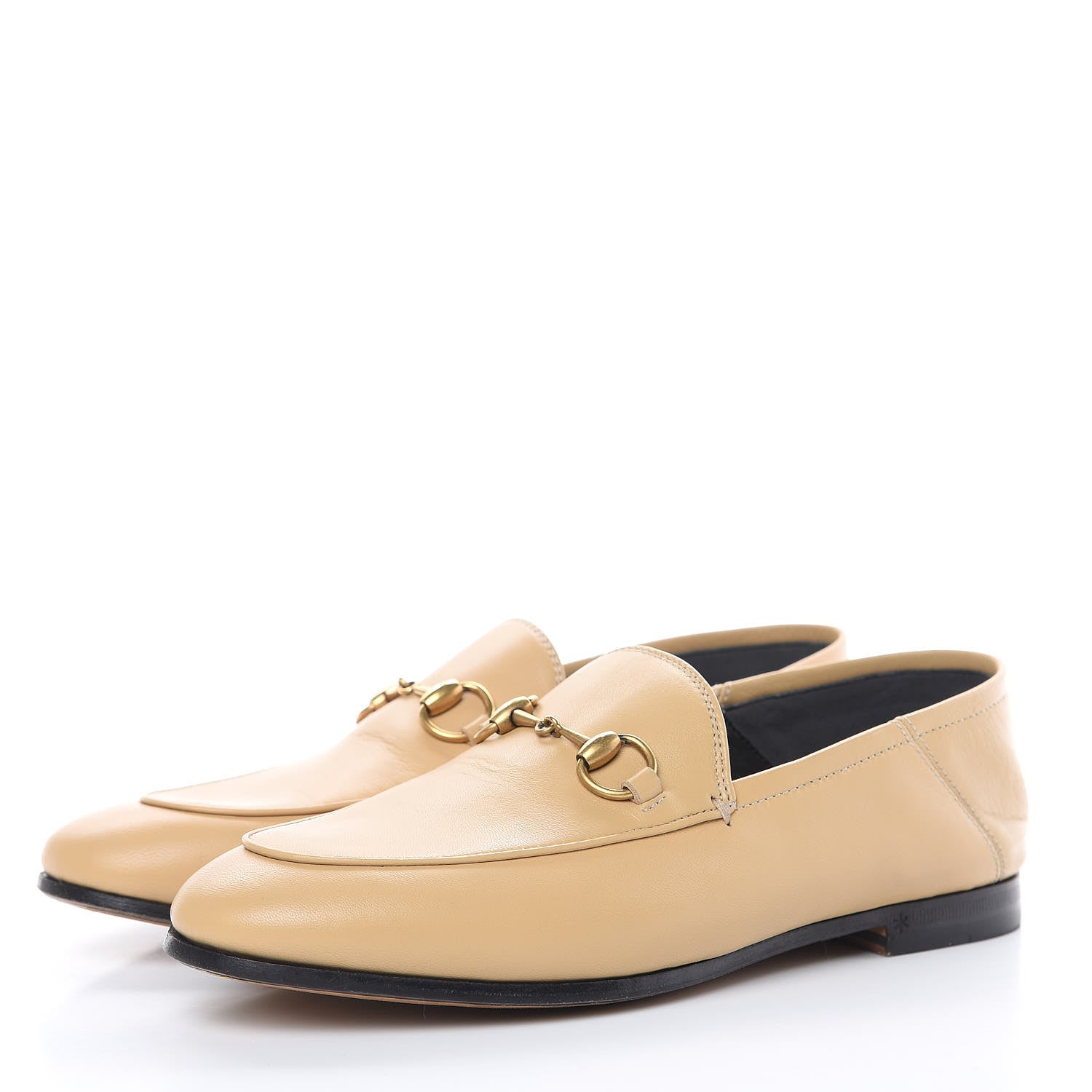 Gucci Lambskin Womens Brixton Horsebit Loafers 35.5 Wheat 3 of 12