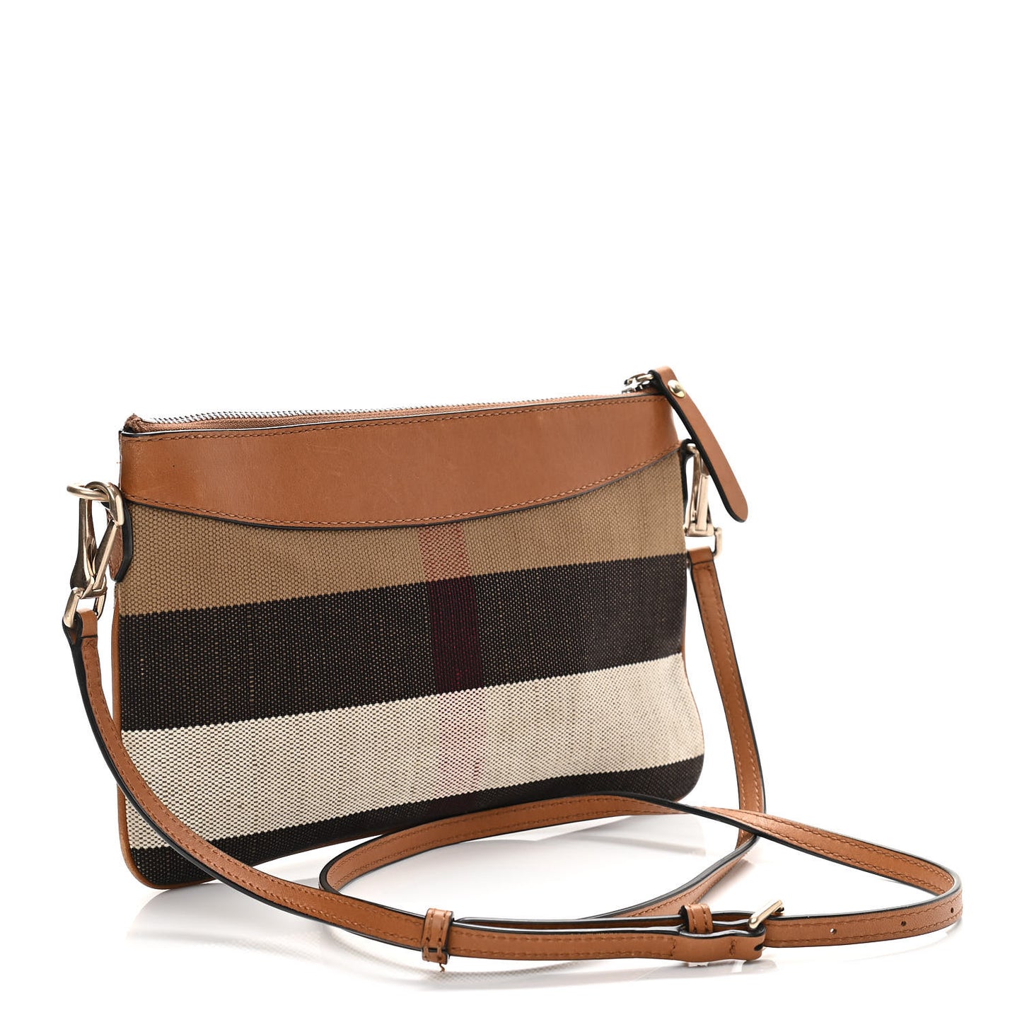 Mega Check Peyton Crossbody Clutch Bag Saddle Brown