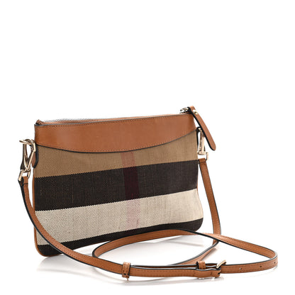Burberry Mega Check Peyton Crossbody Clutch Bag Saddle Brown 3 of 12