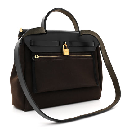 Hermes Military Toile Vache Hunter Herbag Zip Retourne 31 PM Ebene Black 4 of 15