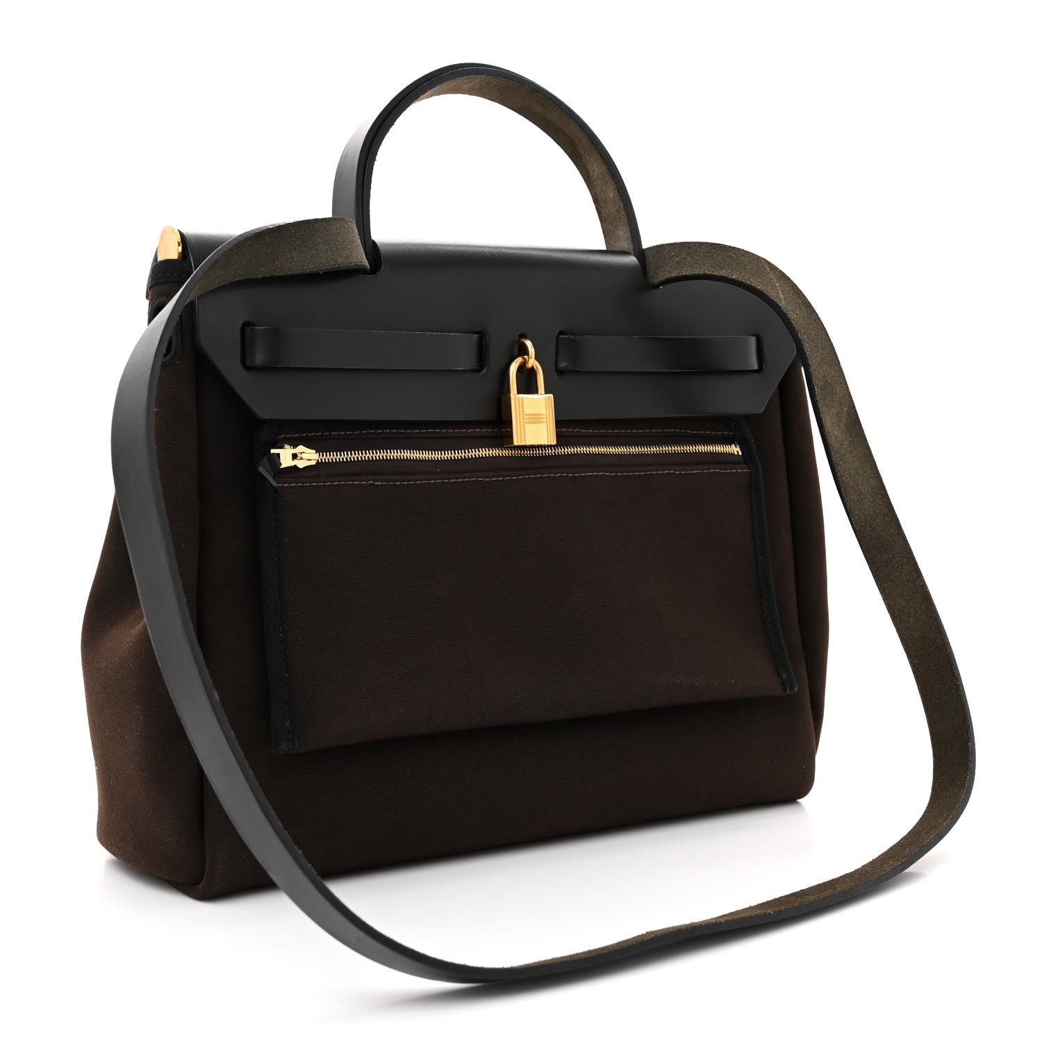 Hermes Military Toile Vache Hunter Herbag Zip Retourne 31 PM Ebene Black 4 of 14