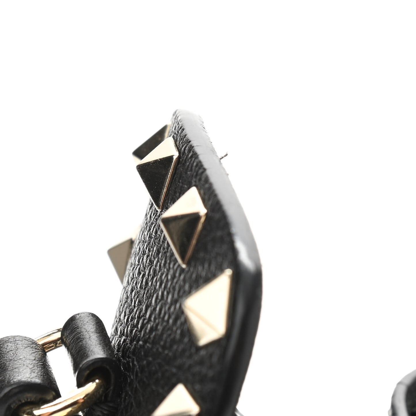 Grained Calfskin Rockstud Bucket Bag Black