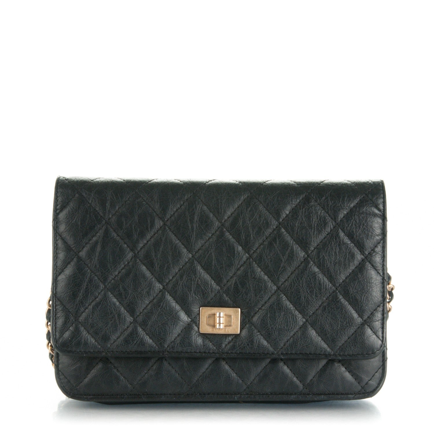 Chanel Aged Calfskin Quilted Reissue Wallet On Chain WOC Black 1 of 9