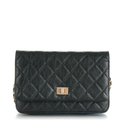 Chanel Aged Calfskin Quilted Reissue Wallet On Chain WOC Black 1 of 9