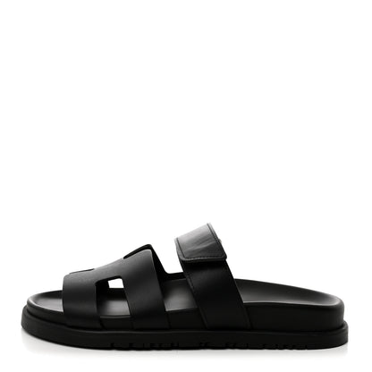Hermes Calfskin Womens Chypre Sandals 36 Black 1 of 9