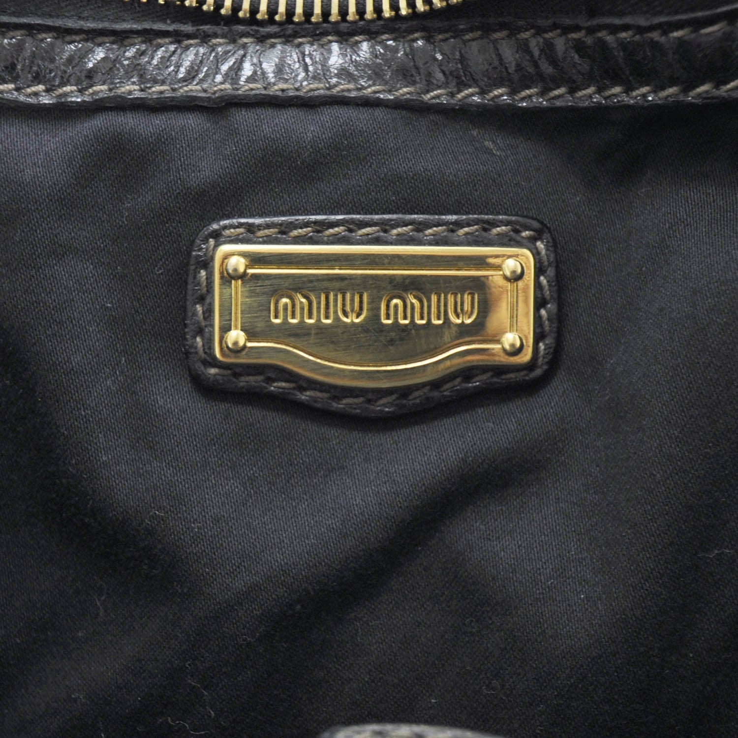 Miu Miu Leather Gathered Tote Black 8 of 9