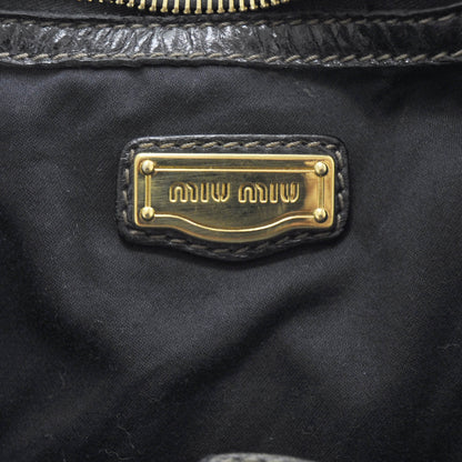 Miu Miu Leather Gathered Tote Black 8 of 9