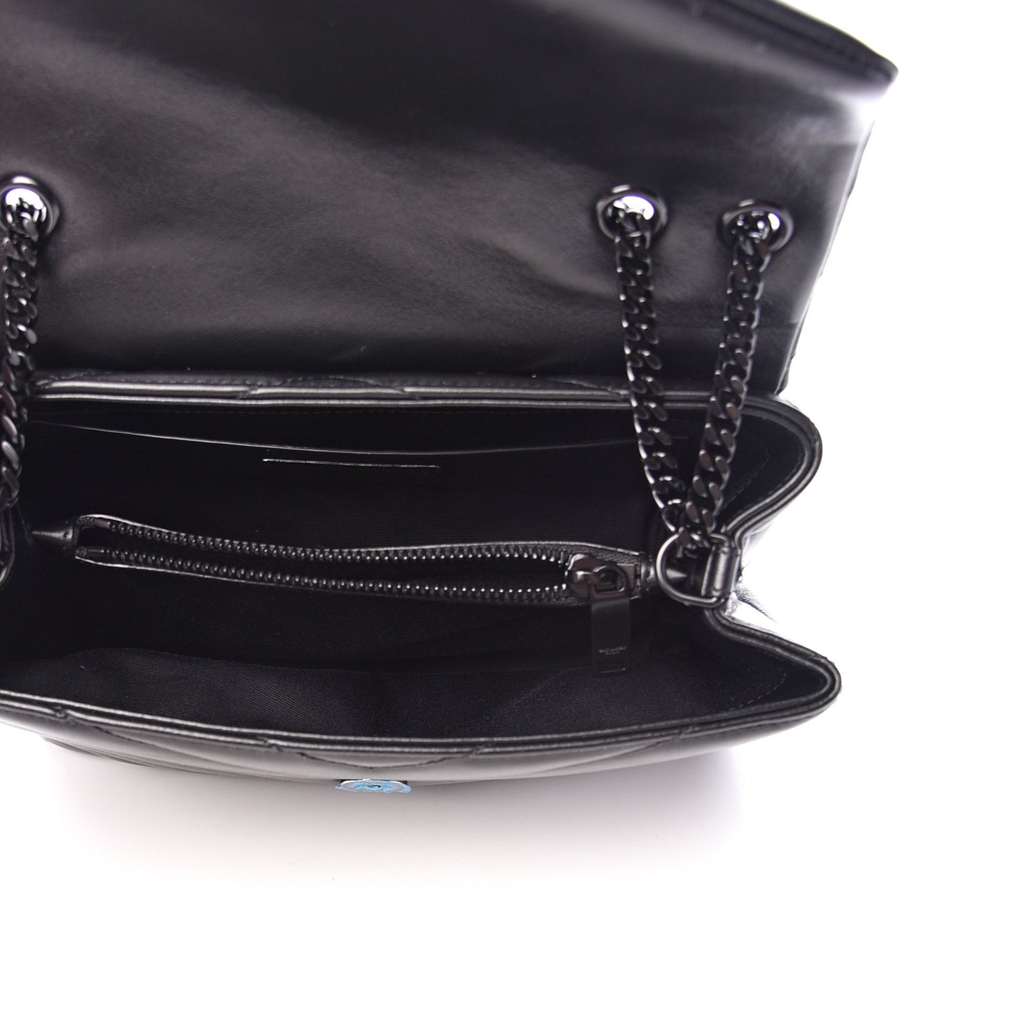 Calfskin Y Quilted Monogram Small Loulou Chain Satchel Black
