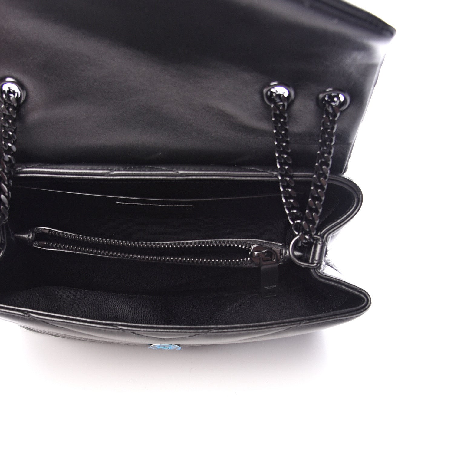 Saint Laurent Calfskin Y Quilted Monogram Small Loulou Chain Satchel Black 4 of 10