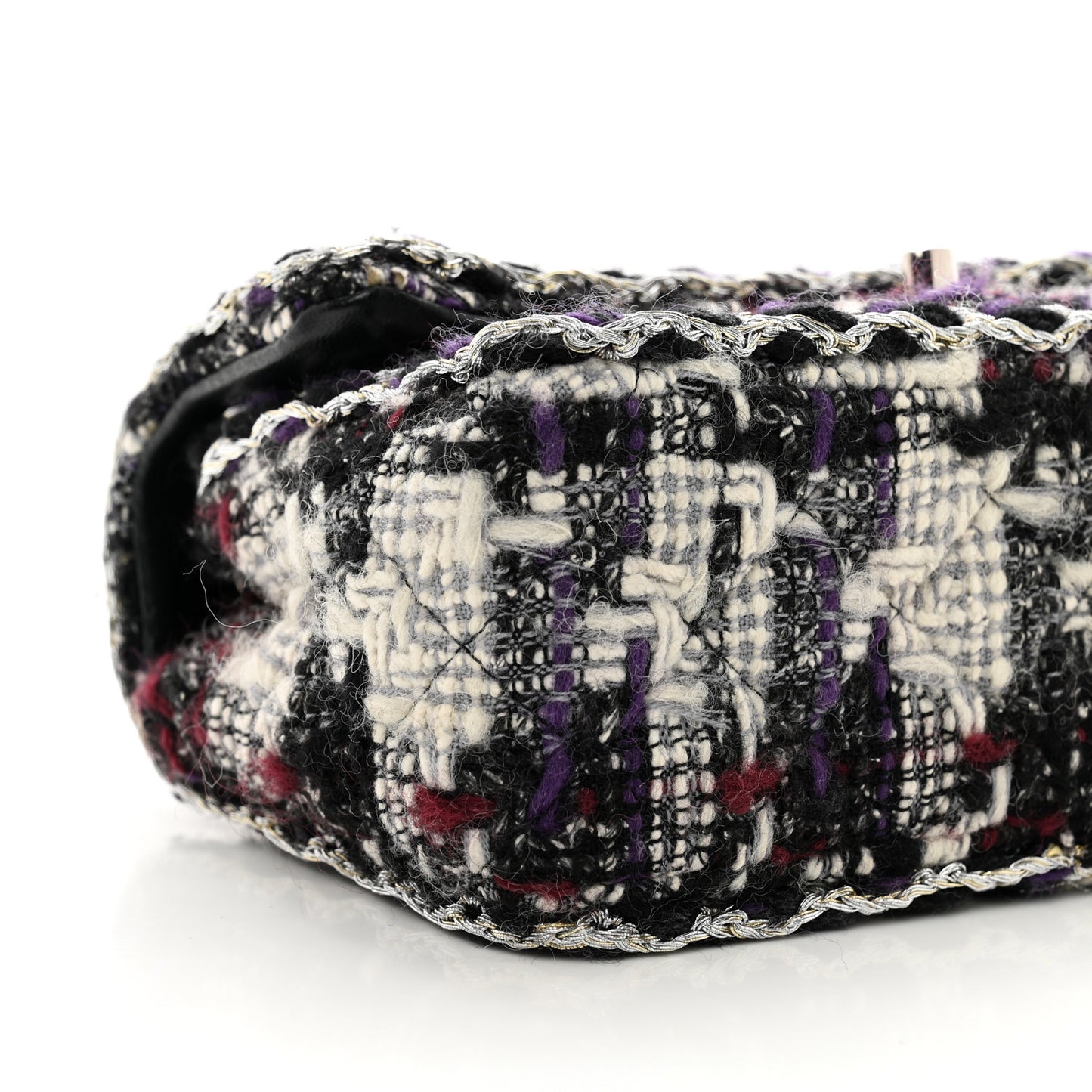 Tweed Quilted Mini Rectangular Flap Black White Multicolor