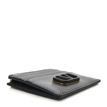 Valentino Garavani Grained Calfskin VLogo Coin Case Card Holder Black 4 of 7