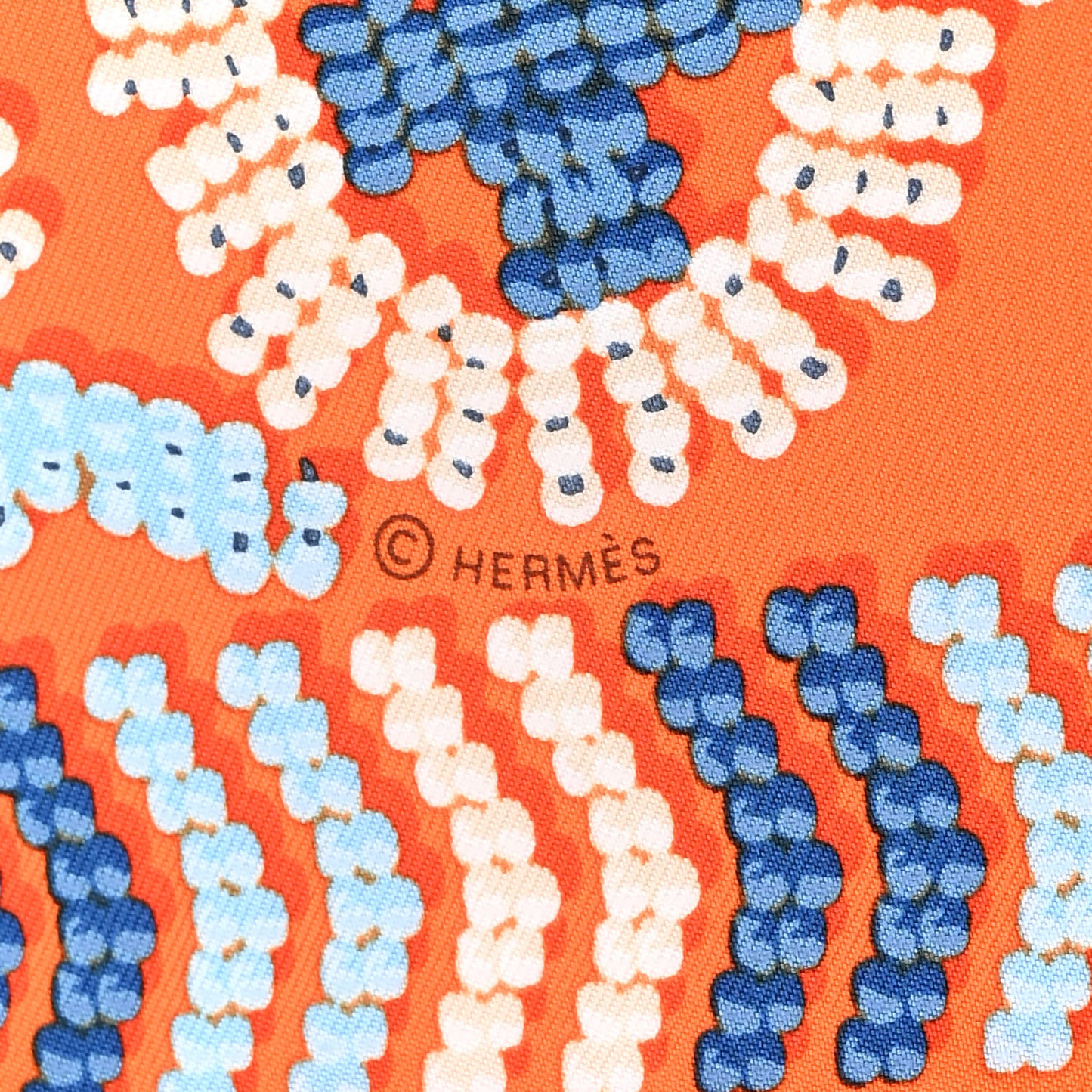 Silk Jersey Kelly En Perles Scarf 45 Orange Bleu Jean